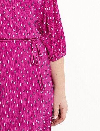 Robe courte cache-coeur imprimé pois