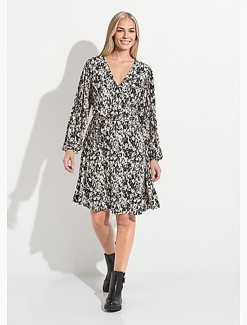 Robe courte cache-coeur imprimé tachiste - Afibel