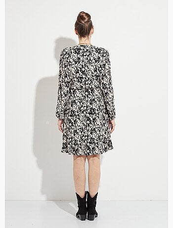 Robe courte cache-coeur imprimé tachiste - Afibel