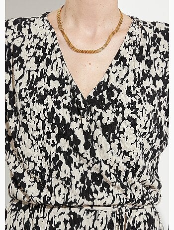 Robe courte cache-coeur imprimé tachiste - Afibel