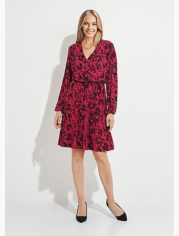 Robe courte cache-coeur imprimé tachiste - Afibel