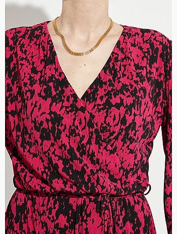 Robe courte cache-coeur imprimé tachiste - Afibel