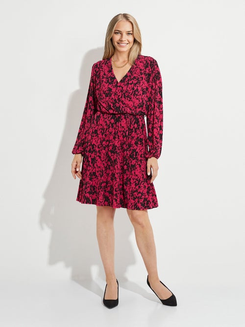 Robe courte cache-coeur imprimé tachiste - Kiabi