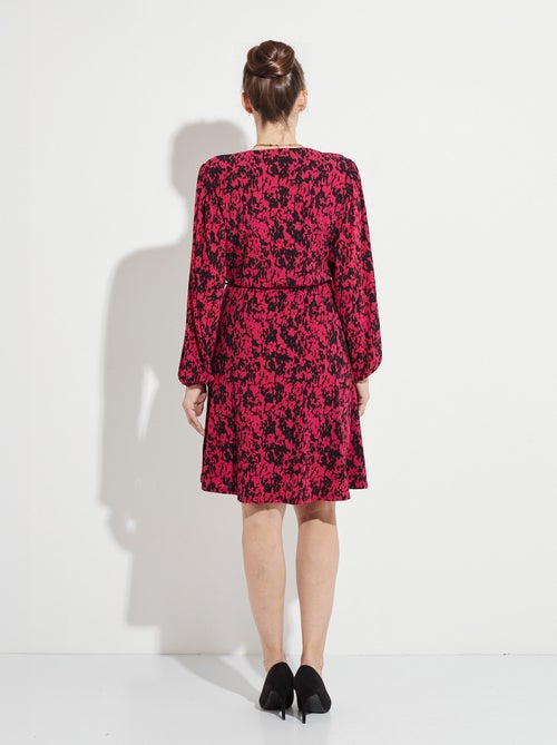 Robe courte cache-coeur imprimé tachiste - Kiabi