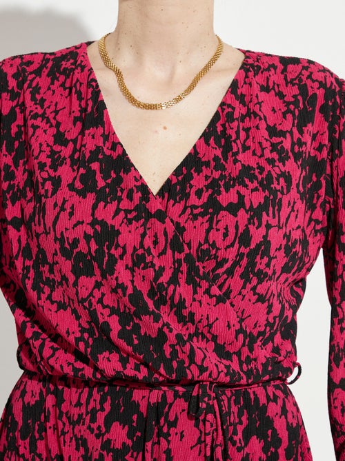 Robe courte cache-coeur imprimé tachiste - Kiabi