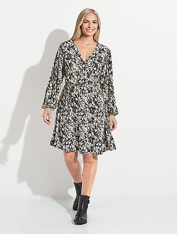Robe courte cache-coeur imprimé tachiste