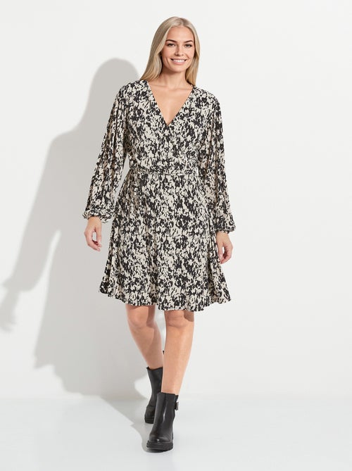 Robe courte cache-coeur imprimé tachiste - Kiabi