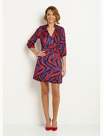 Robe courte cache-coeur imprimé zèbre colorisé - AFIBEL