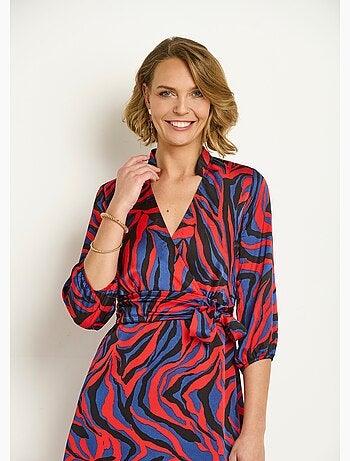 Robe courte cache-coeur imprimé zèbre colorisé - AFIBEL