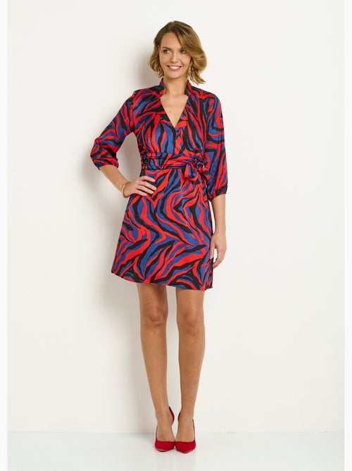 Robe courte cache-coeur imprimé zèbre colorisé - AFIBEL - Kiabi