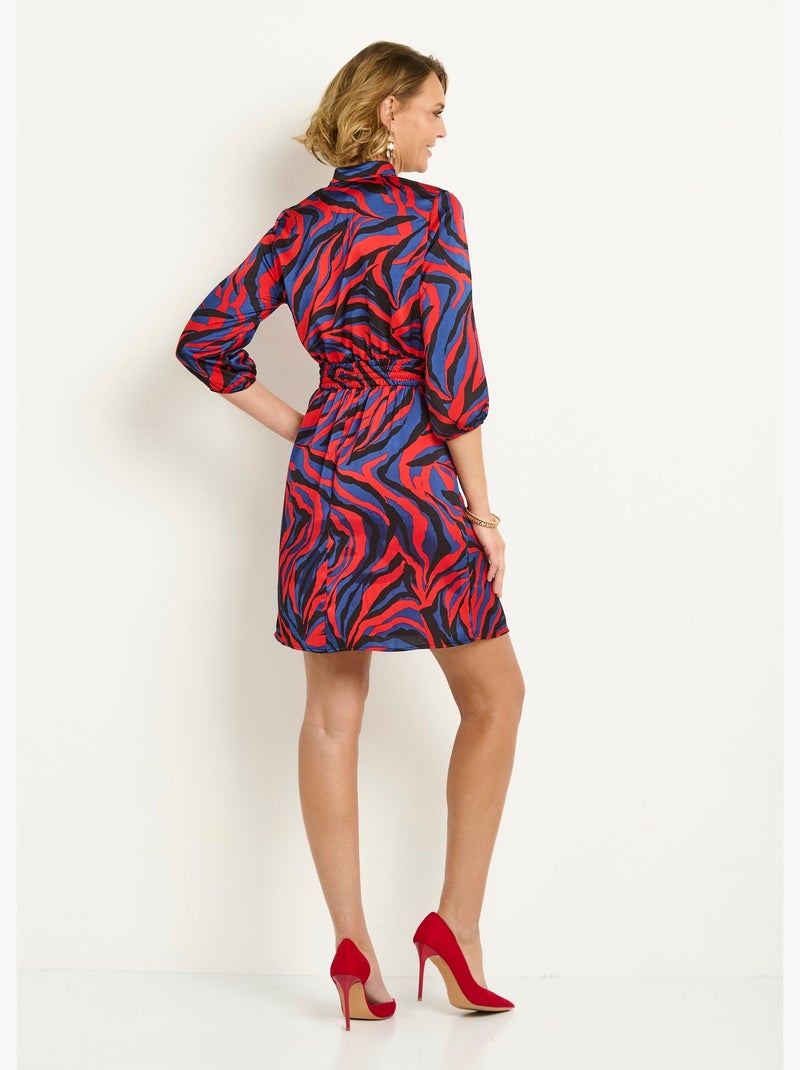 Robe courte cache-coeur imprimé zèbre colorisé - AFIBEL Bleu Rouge - Kiabi