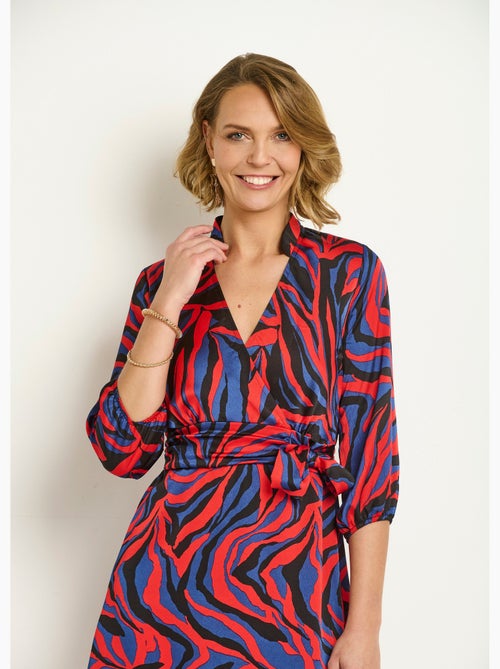 Robe courte cache-coeur imprimé zèbre colorisé - AFIBEL - Kiabi