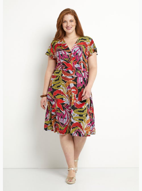 Robe courte cache-coeur imprimée évasée - Afibel - Kiabi