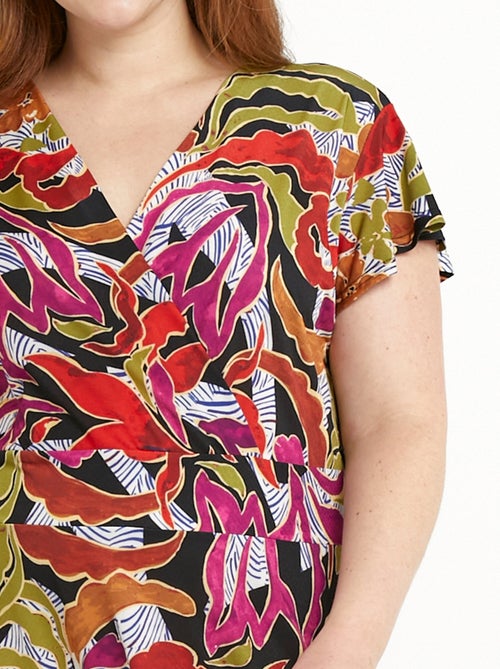 Robe courte cache-coeur imprimée évasée - Kiabi