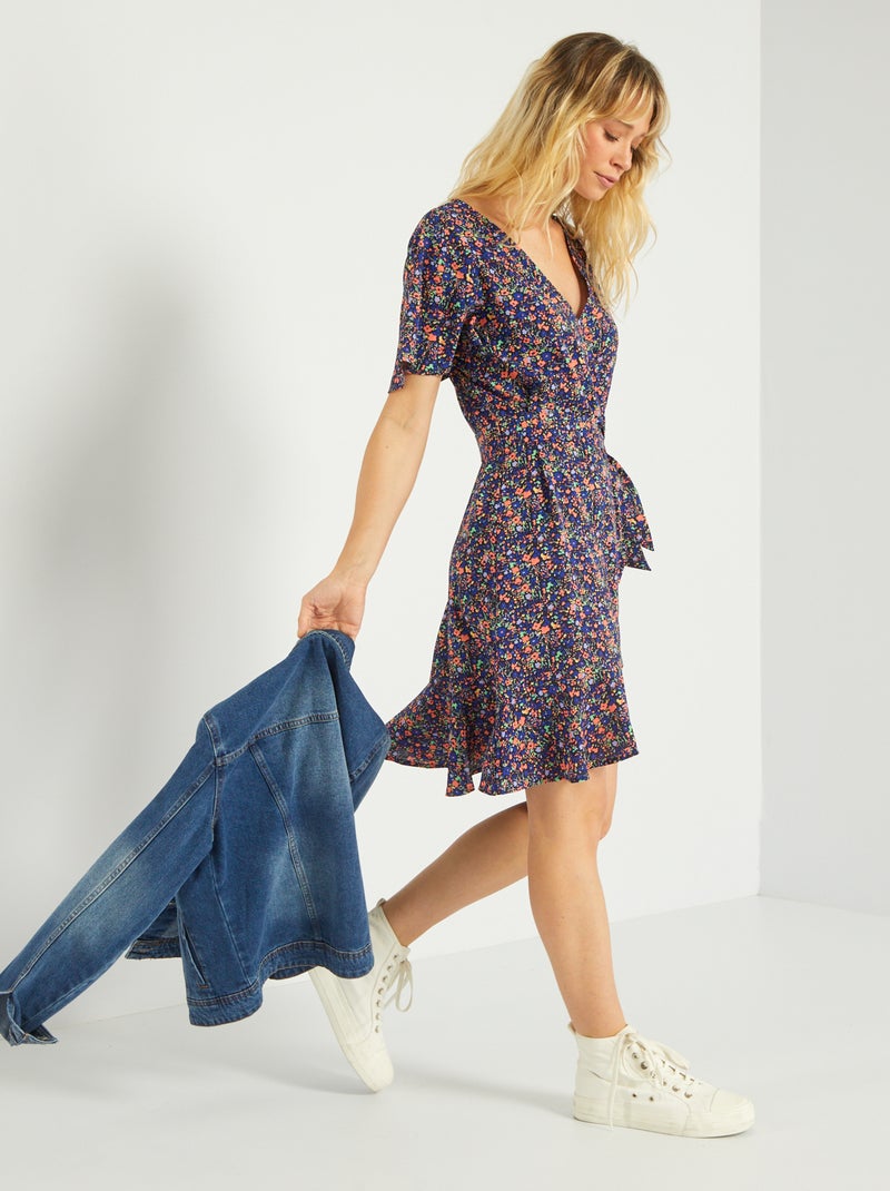 Robe courte cache-coeur 'JDY' Bleu - Kiabi