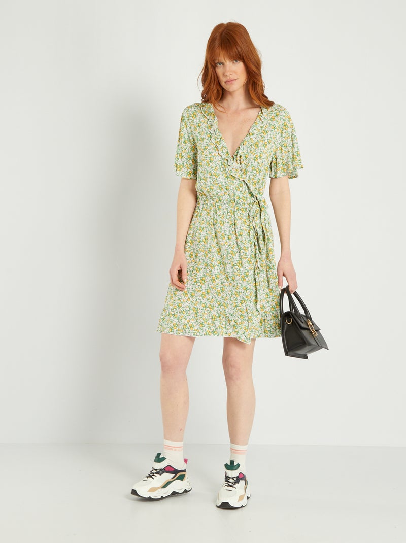 Robe courte cache-cœur 'JDY Vert - Kiabi