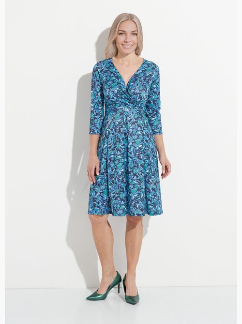 Robe courte cache-coeur maille fleurie - Afibel - Kiabi