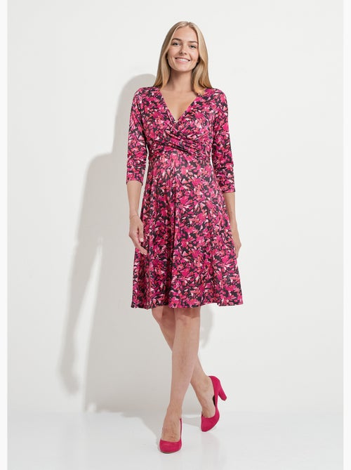 Robe courte cache-coeur maille fleurie - Afibel - Kiabi