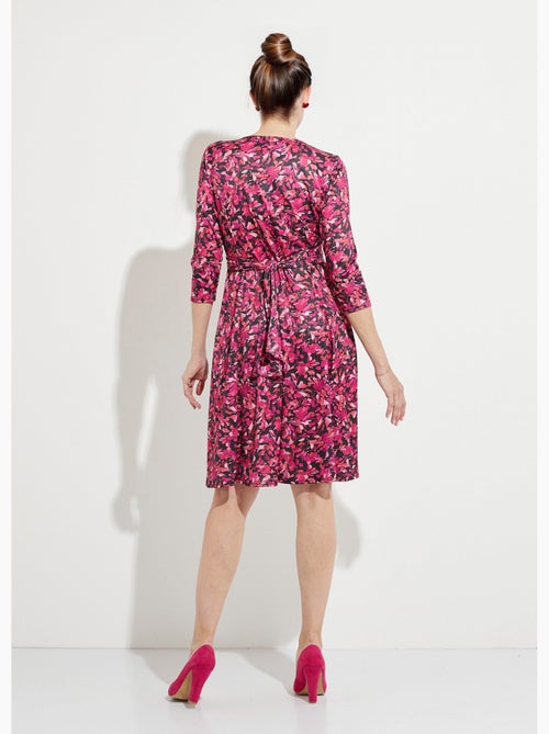 Robe courte cache-coeur maille fleurie - Afibel - Kiabi