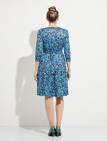 Robe courte cache-coeur maille fleurie