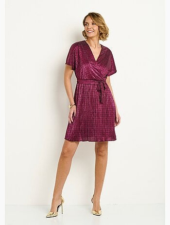 Robe courte cache-coeur motif métallisé - AFIBEL