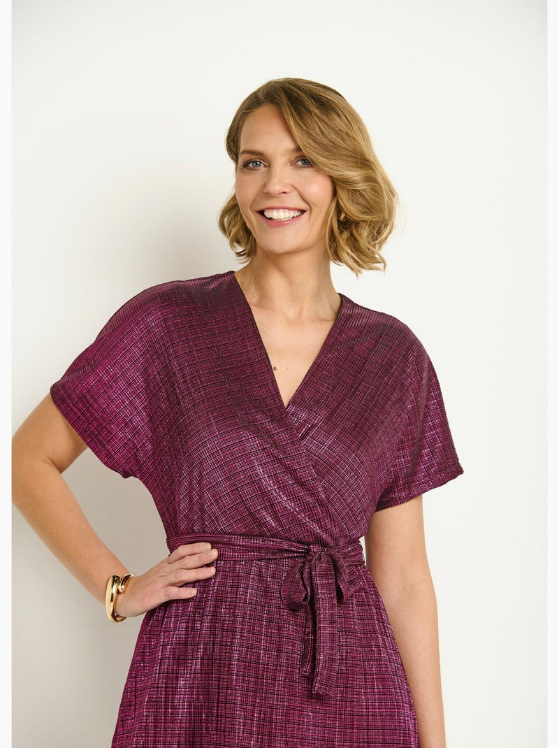 Robe courte cache-coeur motif métallisé - AFIBEL Rose - Kiabi