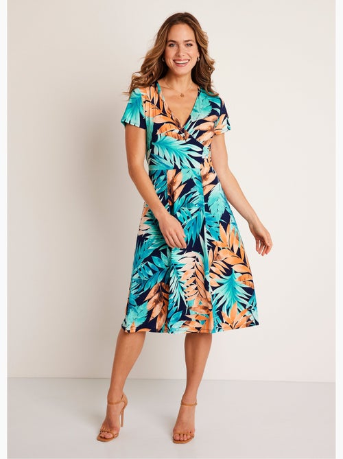Robe courte cache-coeur motif végétal - Afibel - Kiabi