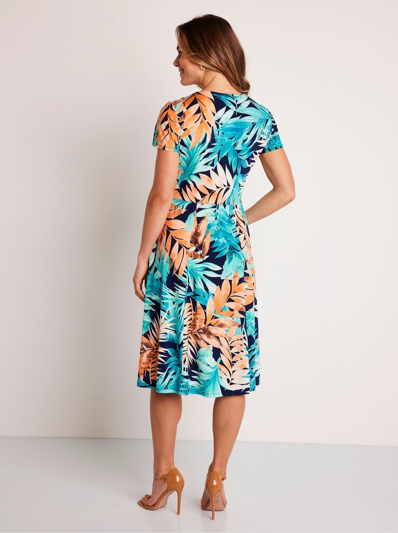 Robe courte cache-coeur motif végétal - Afibel Bleu - Kiabi