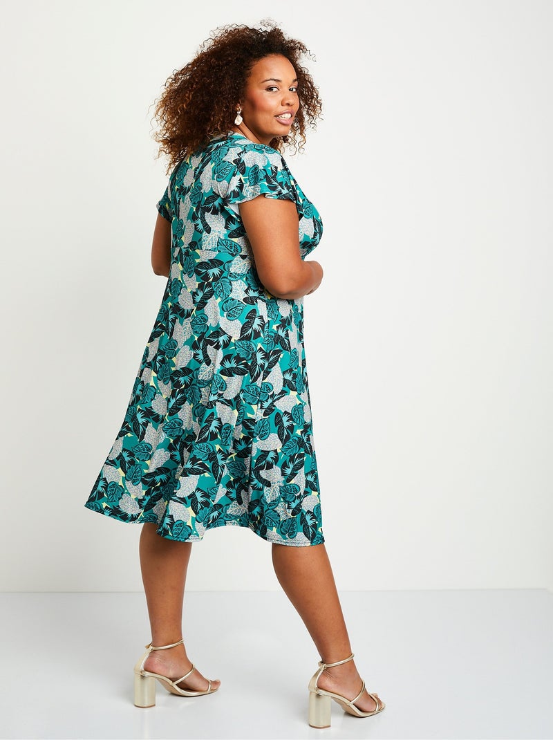 Robe courte cache-coeur motif végétal - Afibel Vert - Kiabi