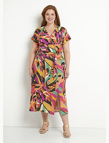 Robe courte cache-coeur multicolore - Afibel