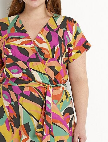 Robe courte cache-coeur multicolore - Afibel