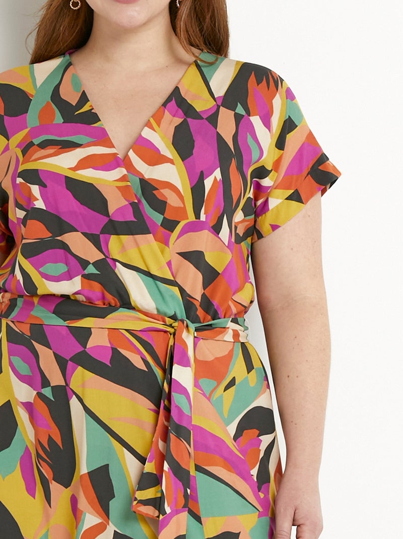 Robe courte cache-coeur multicolore - Afibel Multicolore - Kiabi
