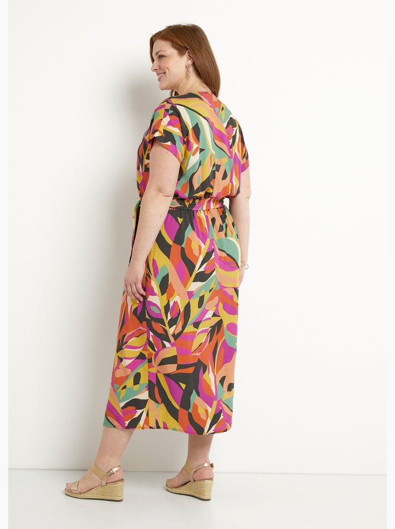 Robe courte cache-coeur multicolore Multicolore - Kiabi