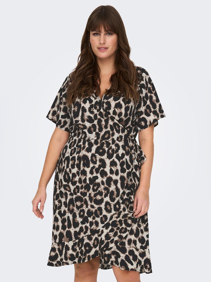 Robe courte cache-cœur 'Only Carmakoma' léopard - Kiabi