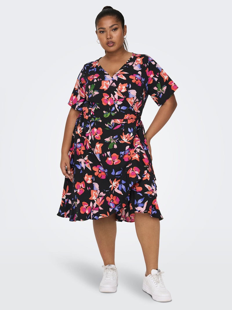 Robe courte cache-cœur 'Only Carmakoma' NOIR - Kiabi