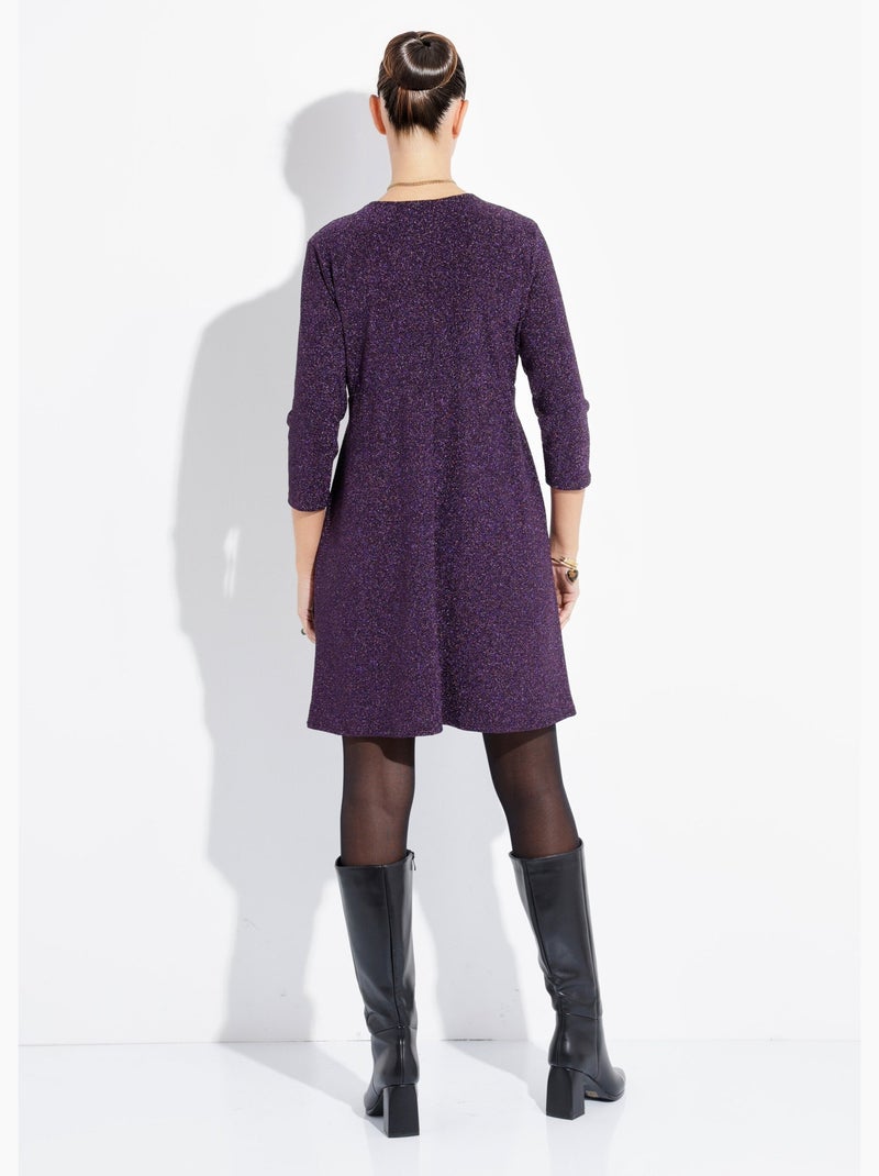 Robe courte chic en maille métallisée - afibel Violet - Kiabi