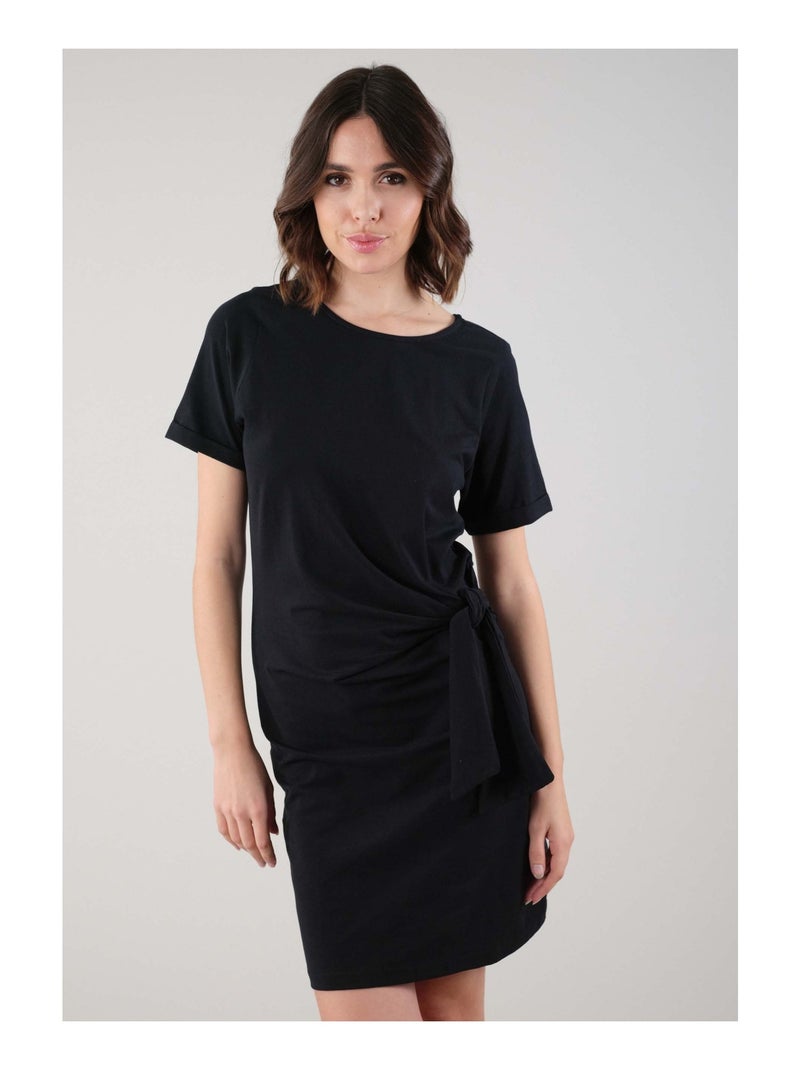 Robe courte col rond 'Deeluxe' Noir - Kiabi