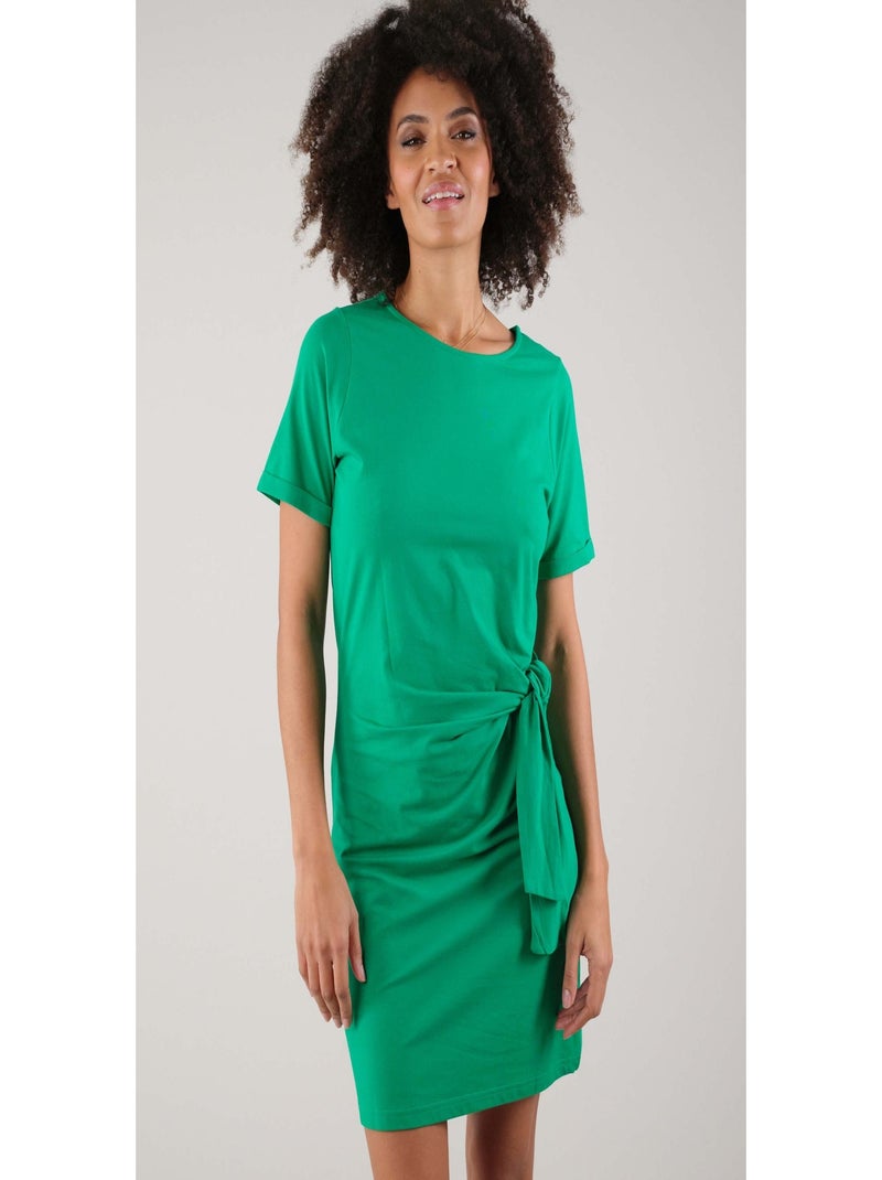 Robe courte col rond 'Deeluxe' Vert - Kiabi