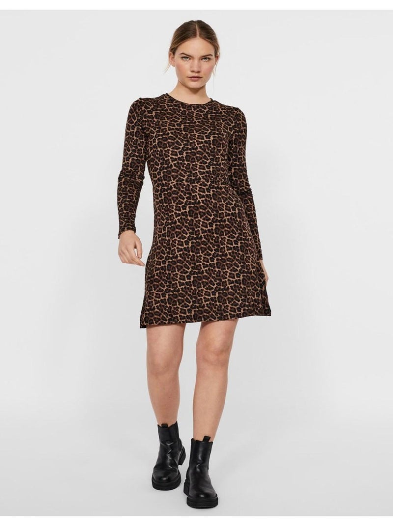 Robe courte, col rond Vero Moda Marron - Kiabi