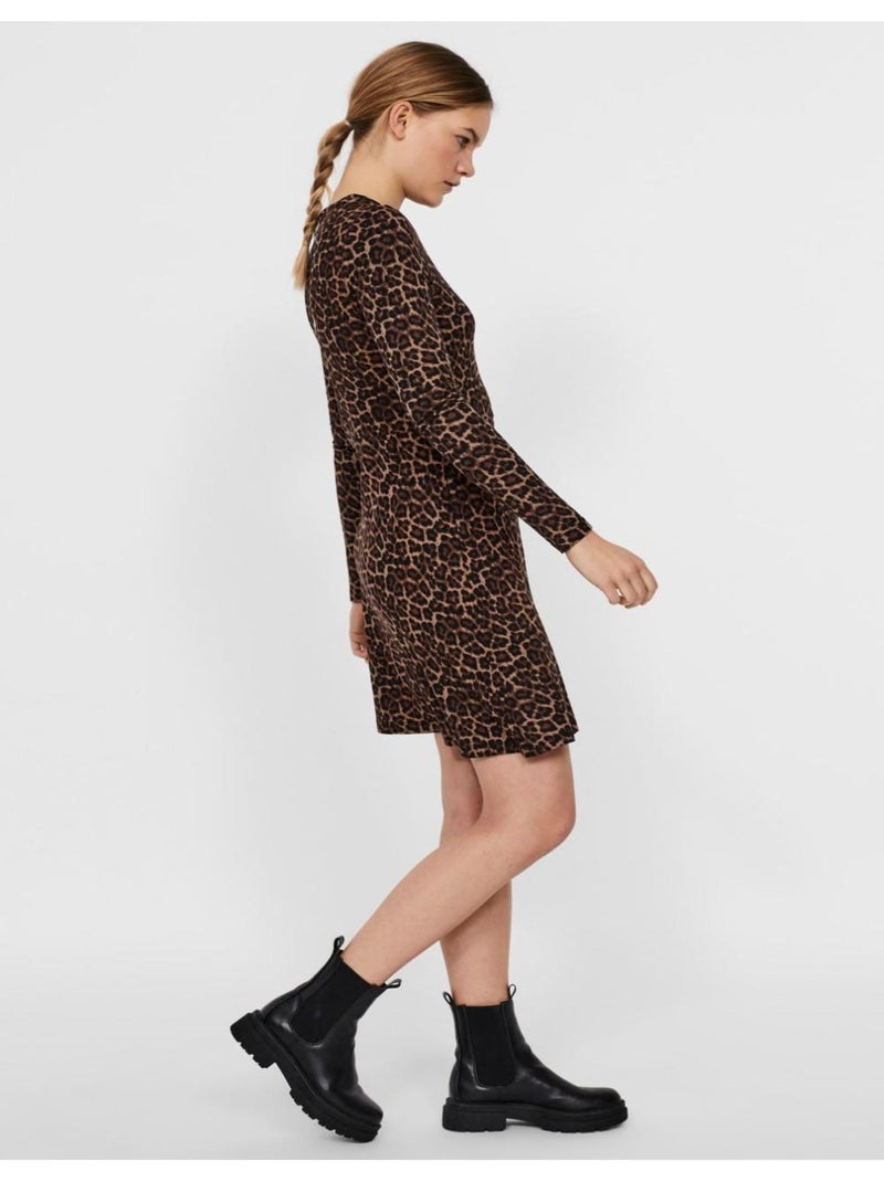 Robe courte, col rond Vero Moda Marron - Kiabi