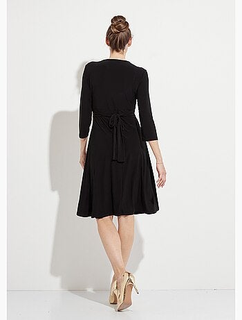 Robe courte col V effet drapé ceinture bijou - Afibel