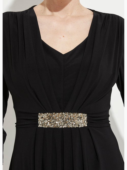 Robe courte col V effet drapé ceinture bijou - Afibel - Kiabi