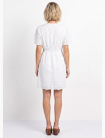 Robe courte col V et broderie anglaise - AFIBEL