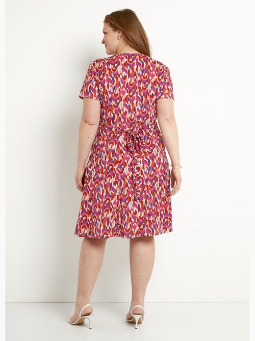Robe courte col V graphique base évasée - Afibel - Kiabi