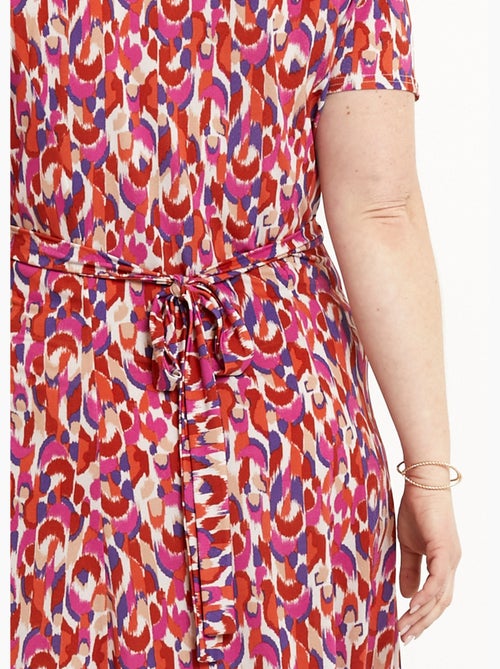 Robe courte col V graphique base évasée - Afibel - Kiabi