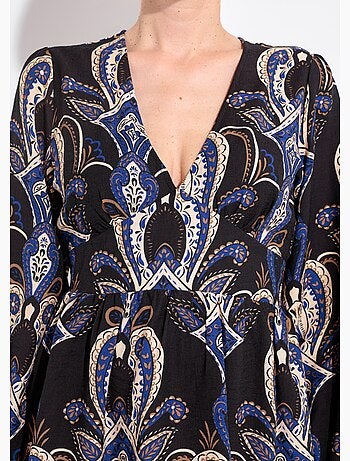 Robe courte col V imprimé cachemire - AFIBEL