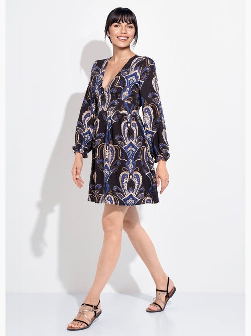 Robe courte col V imprimé cachemire - AFIBEL - Kiabi