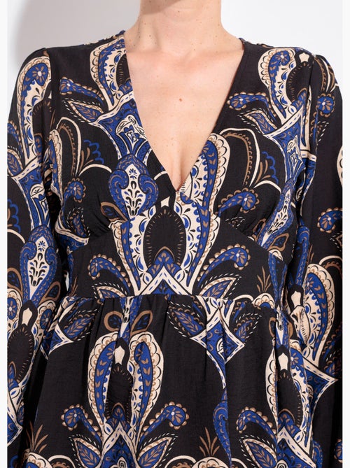 Robe courte col V imprimé cachemire - AFIBEL - Kiabi