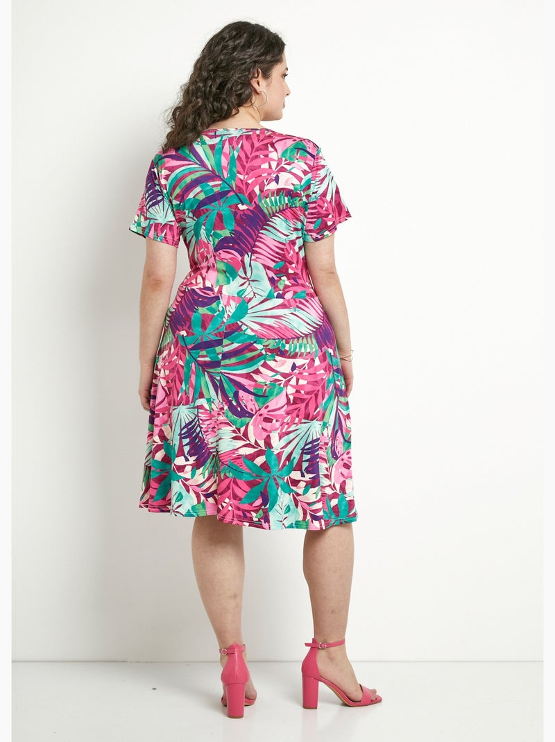 Robe courte col v imprimé exotique - afibel Multicolore - Kiabi