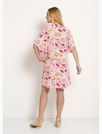 Robe courte col V liens à la taille - Afibel